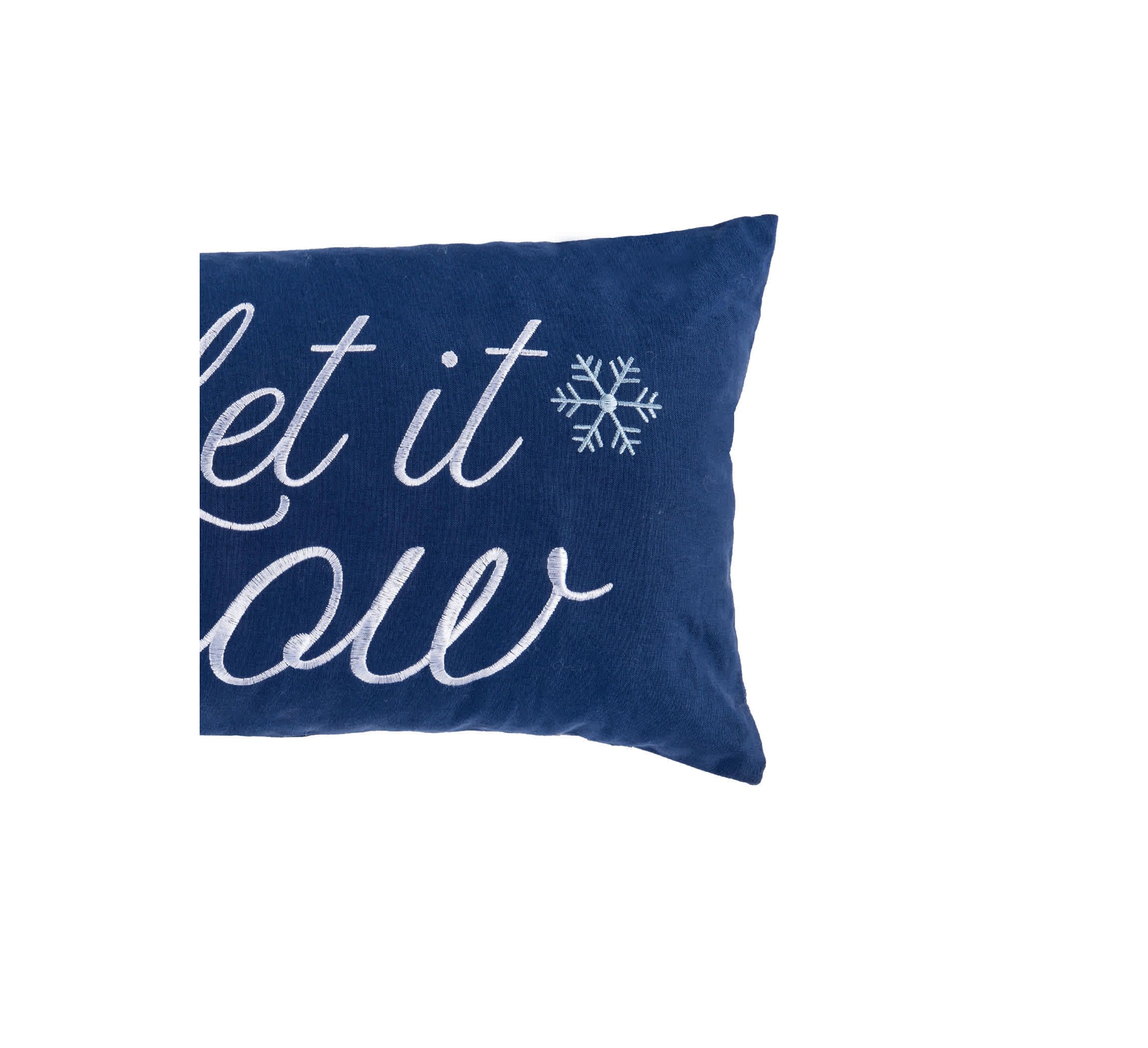 "Let It Snow" Embellished Christmas Throw Pillow 12" x 24"