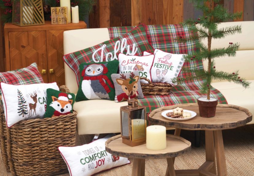 Jolly Plaid Christmas Throw Pillow 12" x 24"