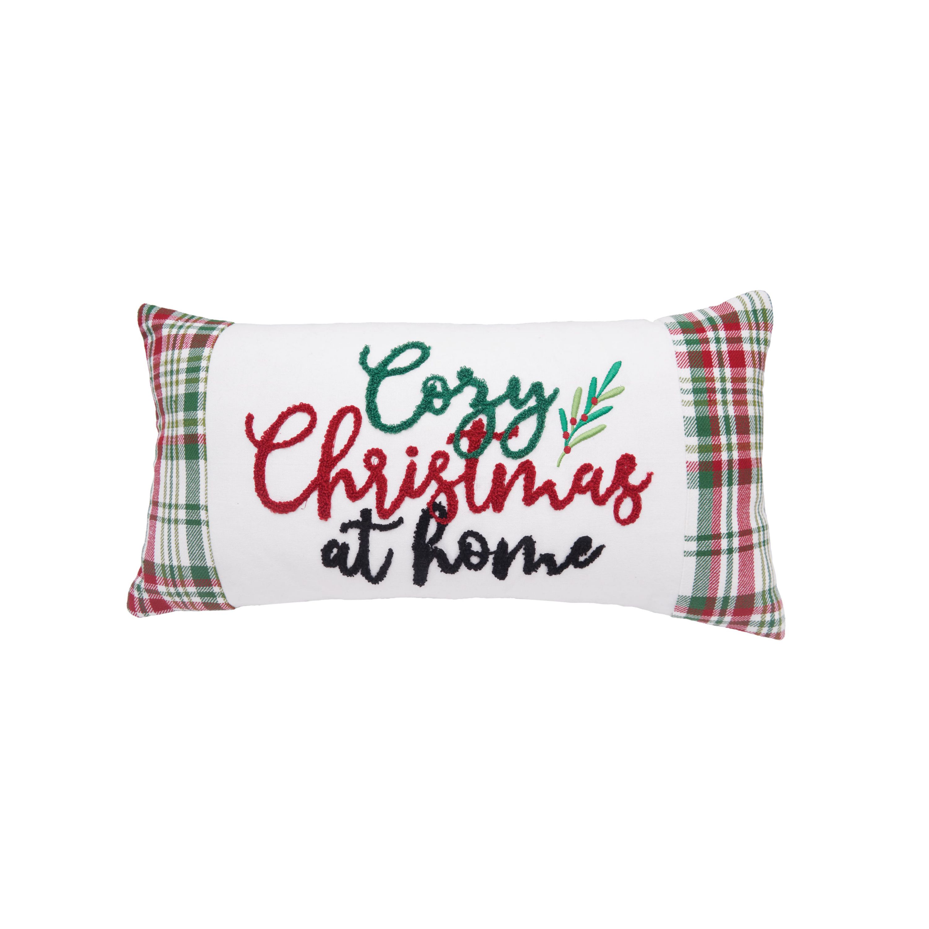 Cozy Christmas Plaid Small Petite Christmas Throw Pillow