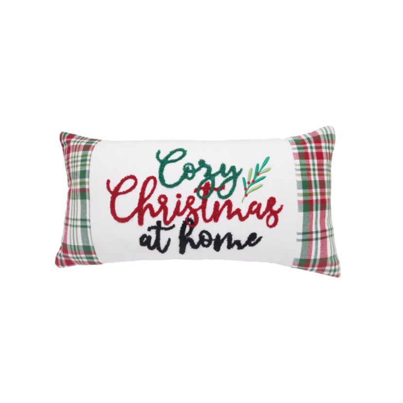 Cozy Christmas Plaid Small Petite Christmas Throw Pillow