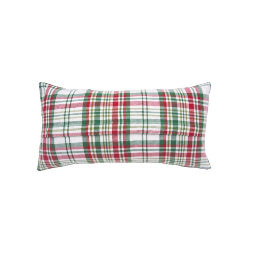Cozy Christmas Plaid Small Petite Christmas Throw Pillow