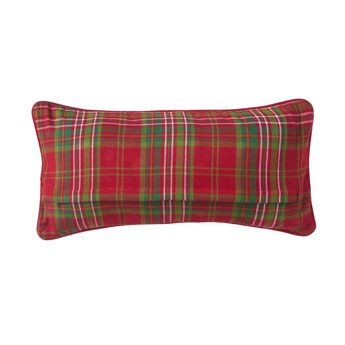 Reindeer Plaid & Lights Christmas Throw Pillow 12" x 24"
