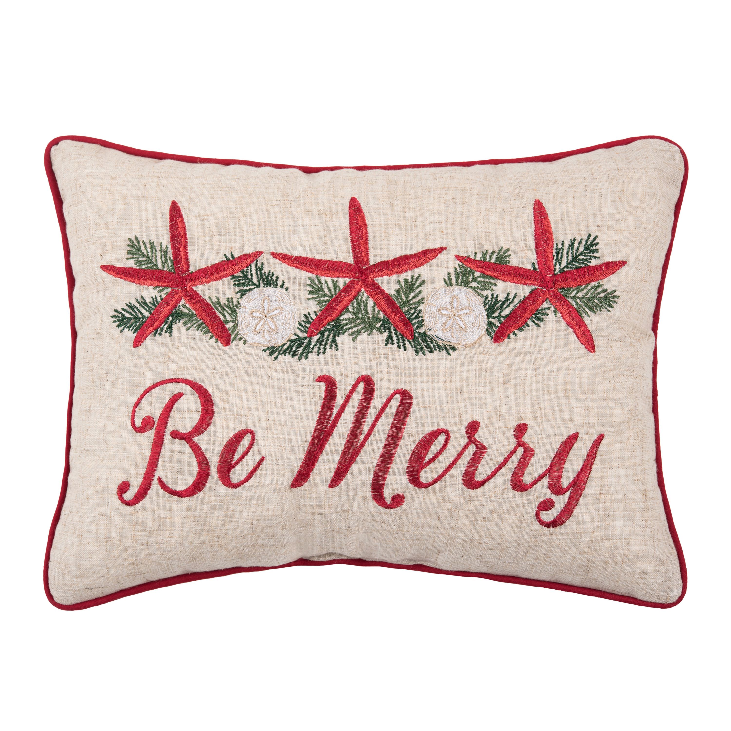 Be Merry Starfish Christmas Throw Pillow 12" x 16"