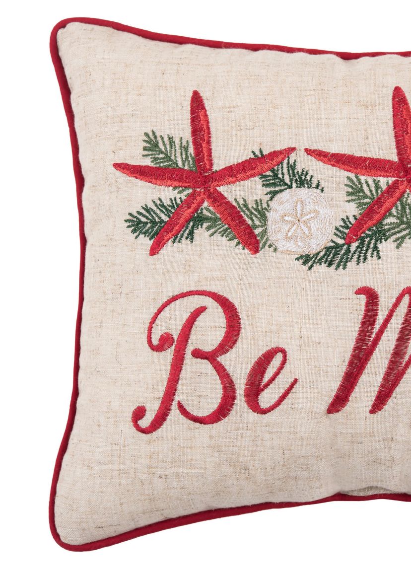 Be Merry Starfish Christmas Throw Pillow 12" x 16"