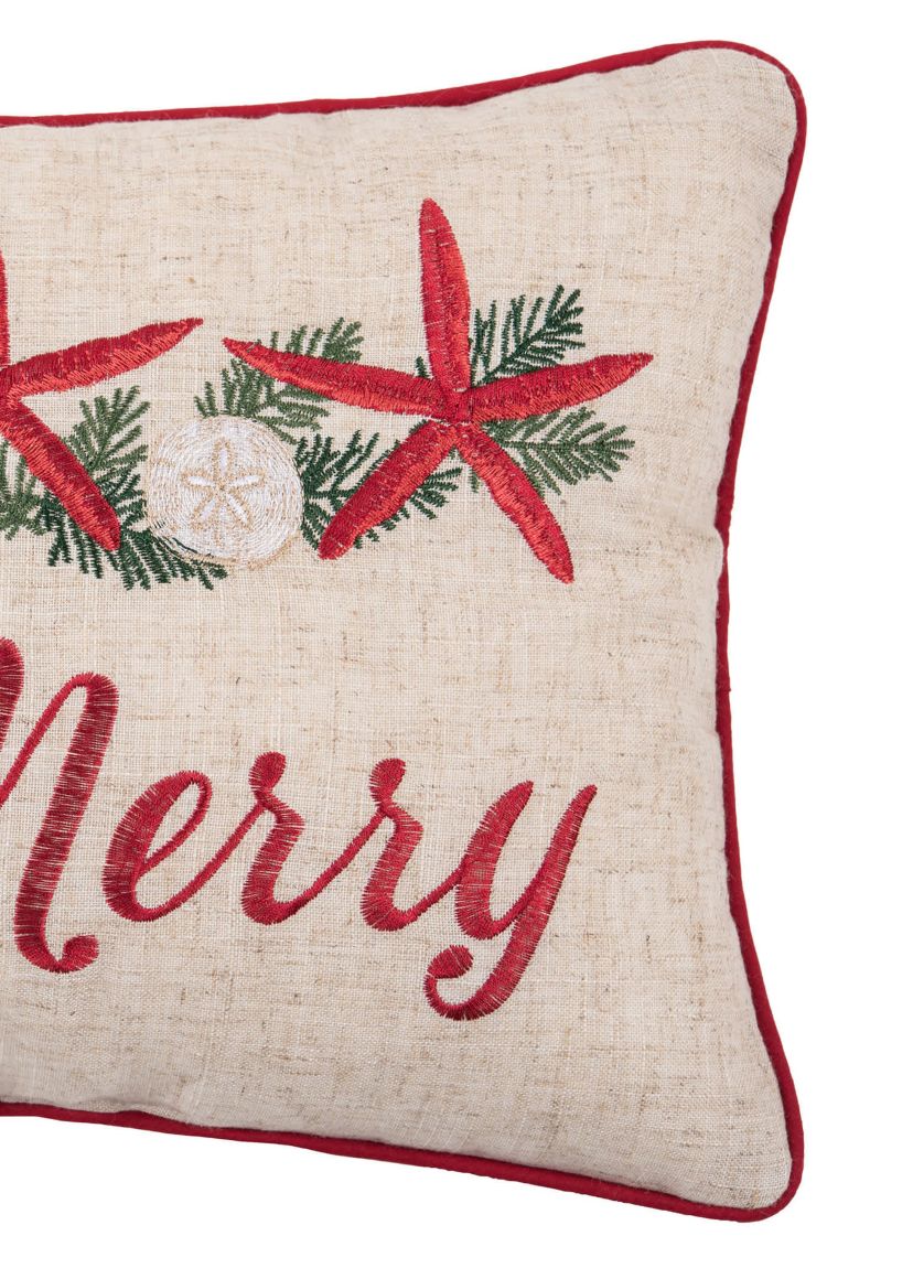 Be Merry Starfish Christmas Throw Pillow 12" x 16"