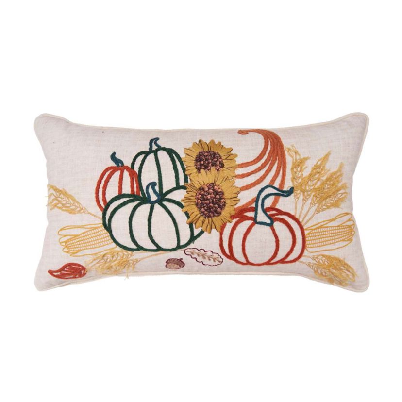 24" x 12" Autumn Botanical Cornucopia Throw Pillow