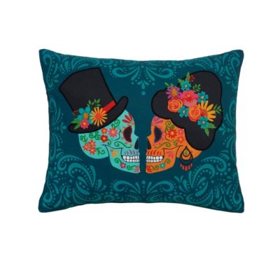 C&F Home 18" x 14" Sugar Skull Couple Throw Pillow, Blue