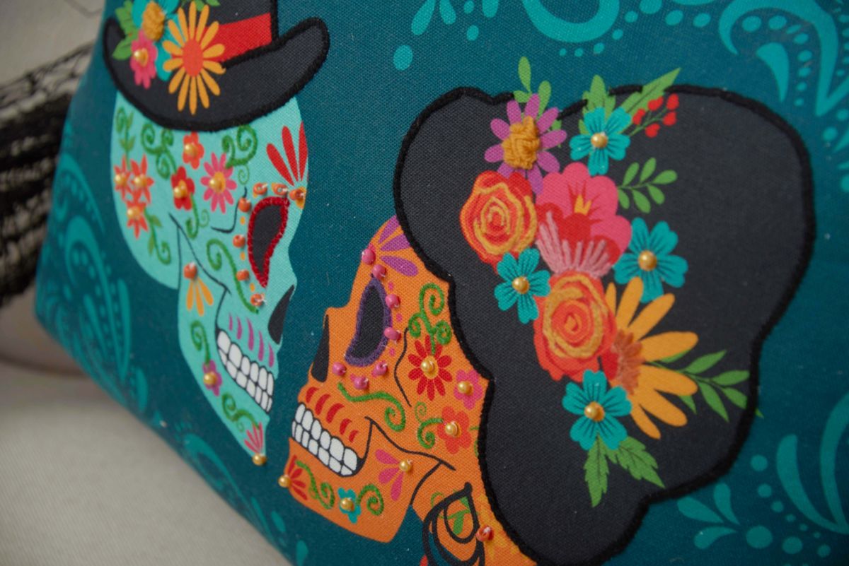 18" x 14" Sugar Skull Couple Throw Pillow