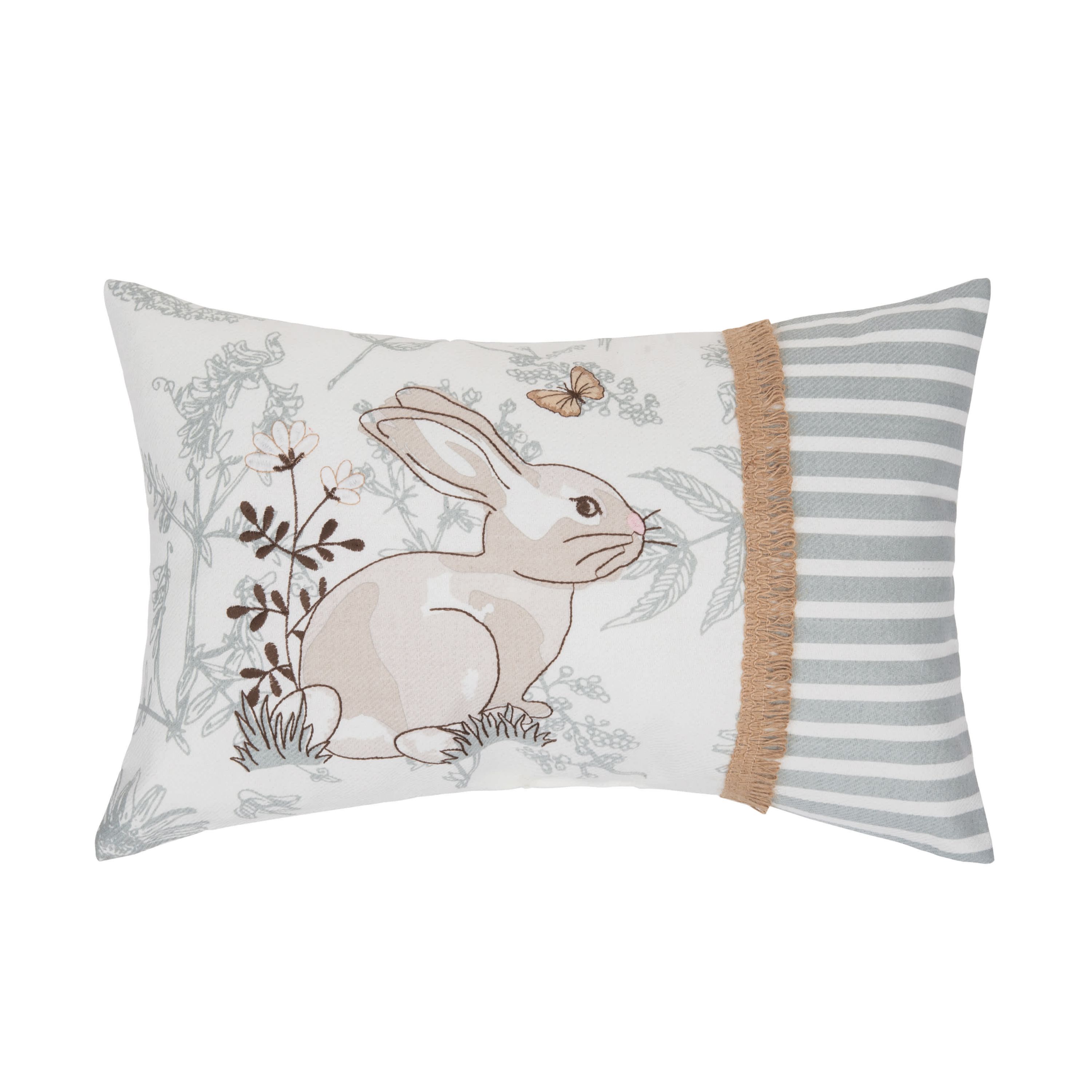 Garden Toile Bunnie Lumbar Pillow