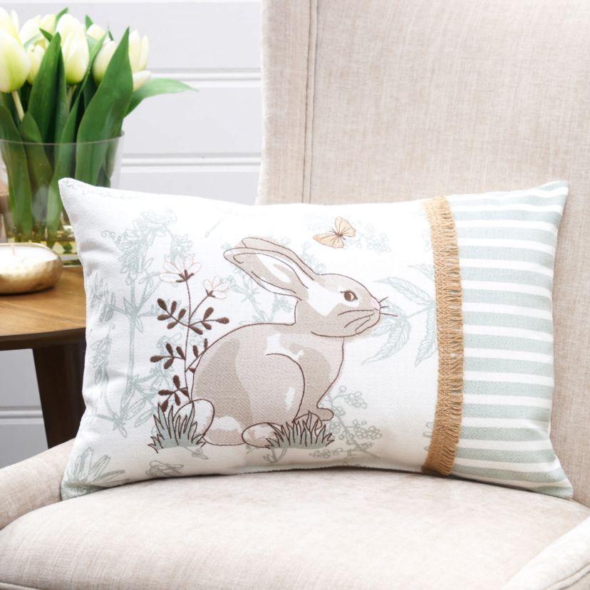 Garden Toile Bunnie Lumbar Pillow