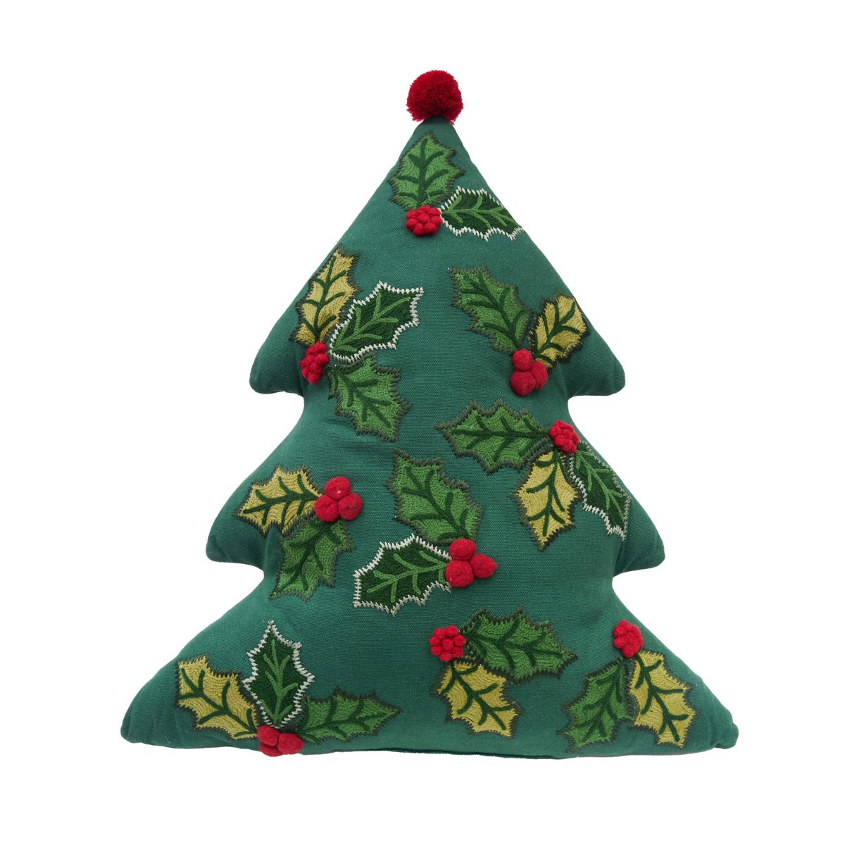 Holly Christmas Tree Shaped Pillow