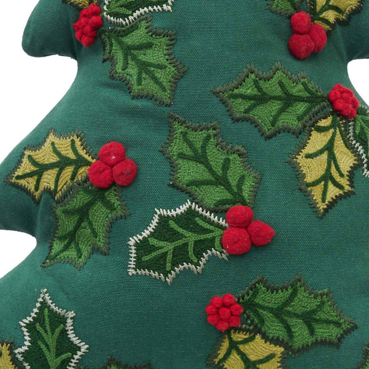 Holly Christmas Tree Shaped Pillow