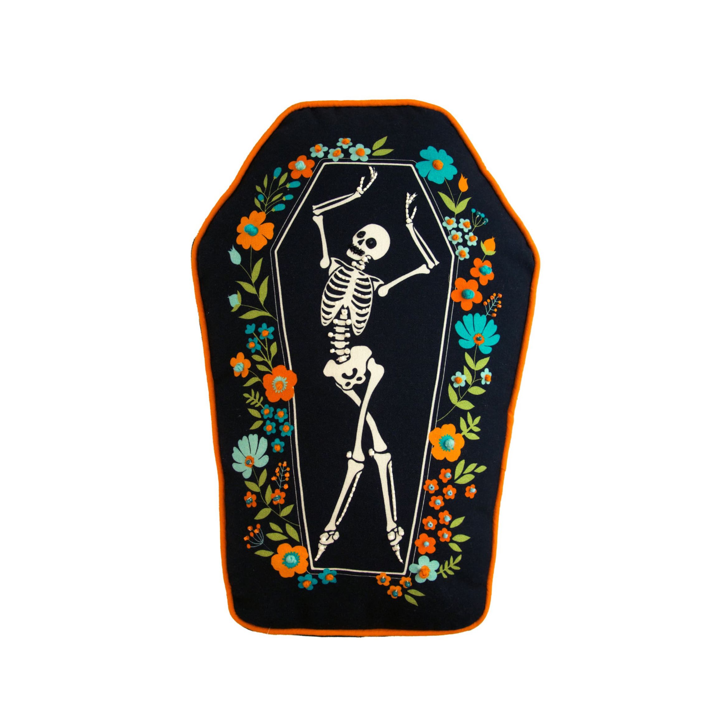 Skeleton Coffin Dance Shaped Halloween Throw Pillow 12.5" x 18"