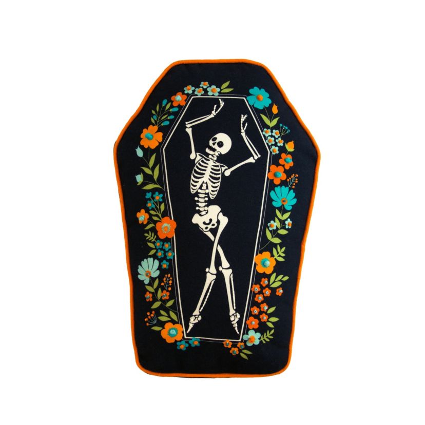 Skeleton Coffin Dance Shaped Halloween Throw Pillow 12.5" x 18"