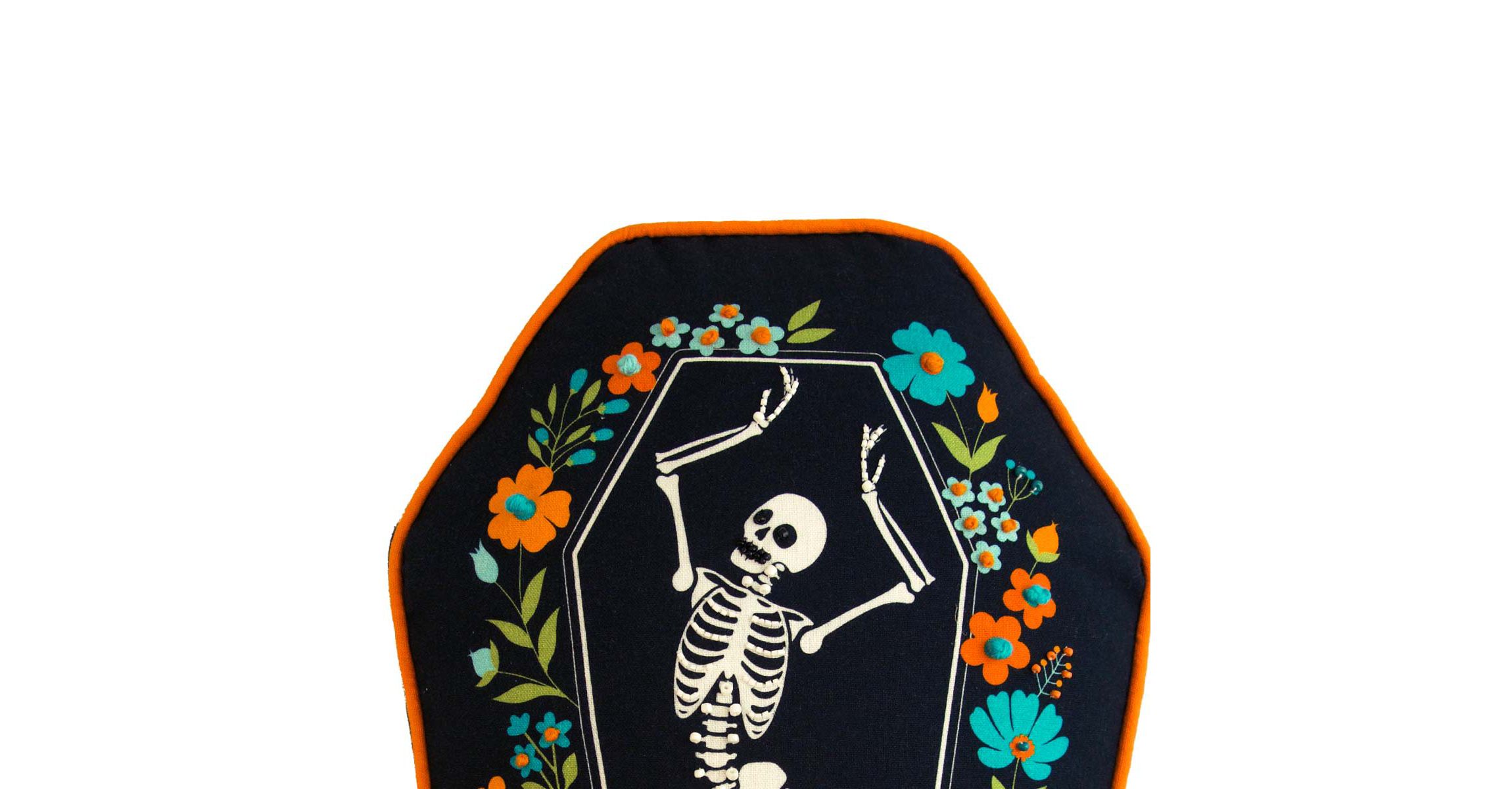 Skeleton Coffin Dance Shaped Halloween Throw Pillow 12.5" x 18"