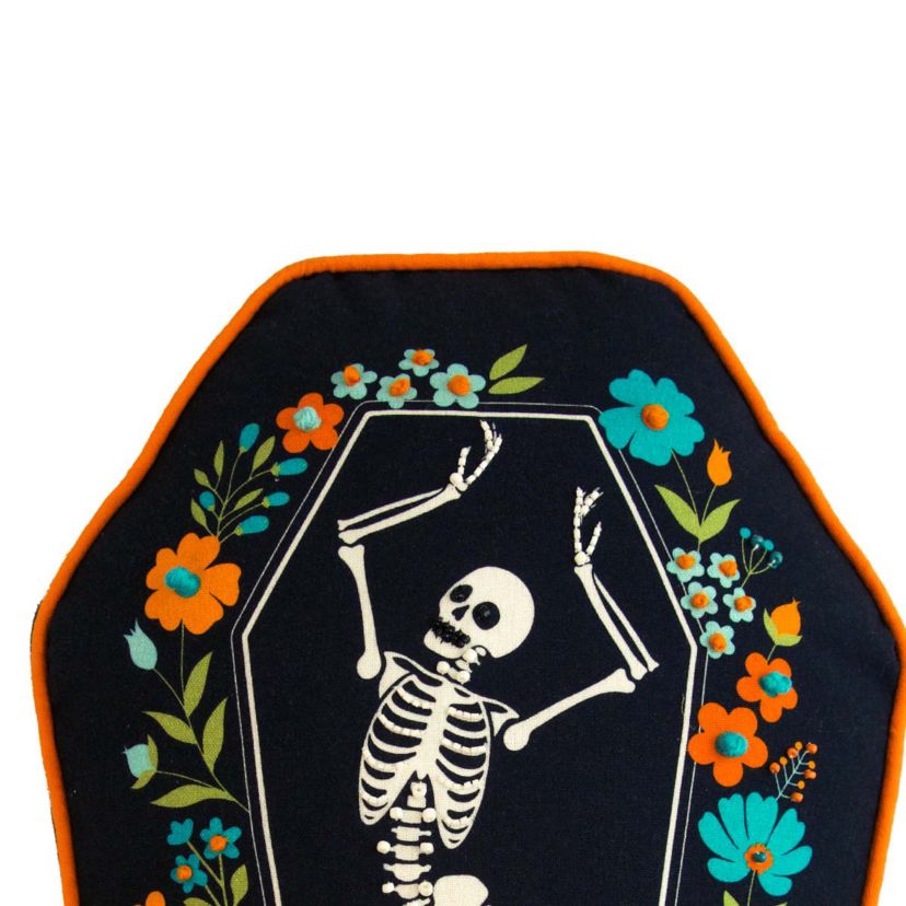 Skeleton Coffin Dance Shaped Halloween Throw Pillow 12.5" x 18"