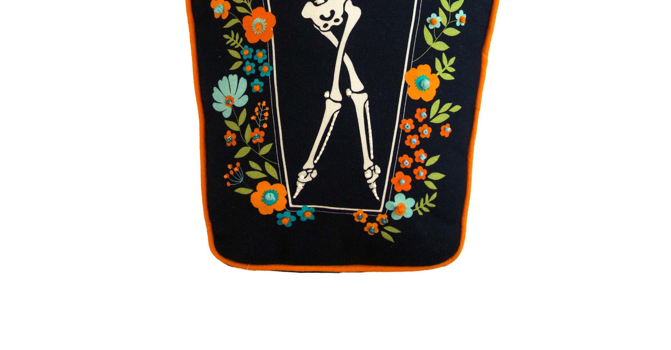 Skeleton Coffin Dance Shaped Halloween Throw Pillow 12.5" x 18"