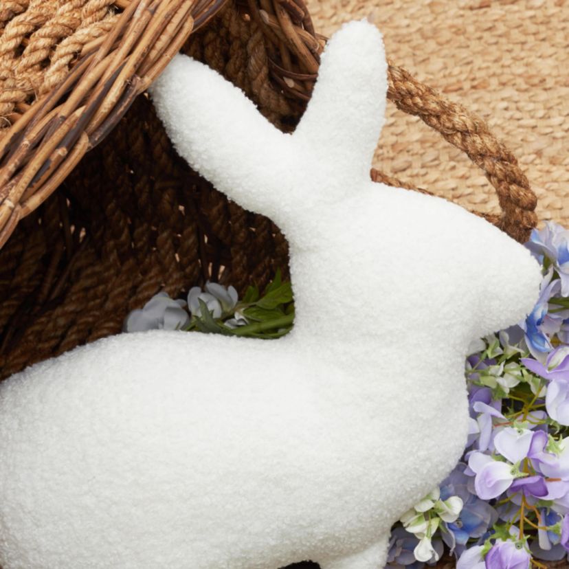 White Bunny Shaped Throw Pillow