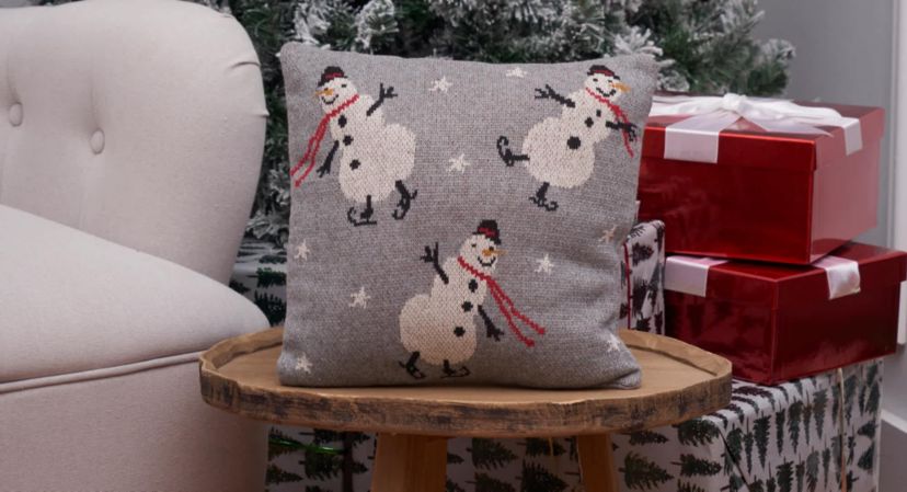 Snowman Christmas Throw Pillow 12" x 12"