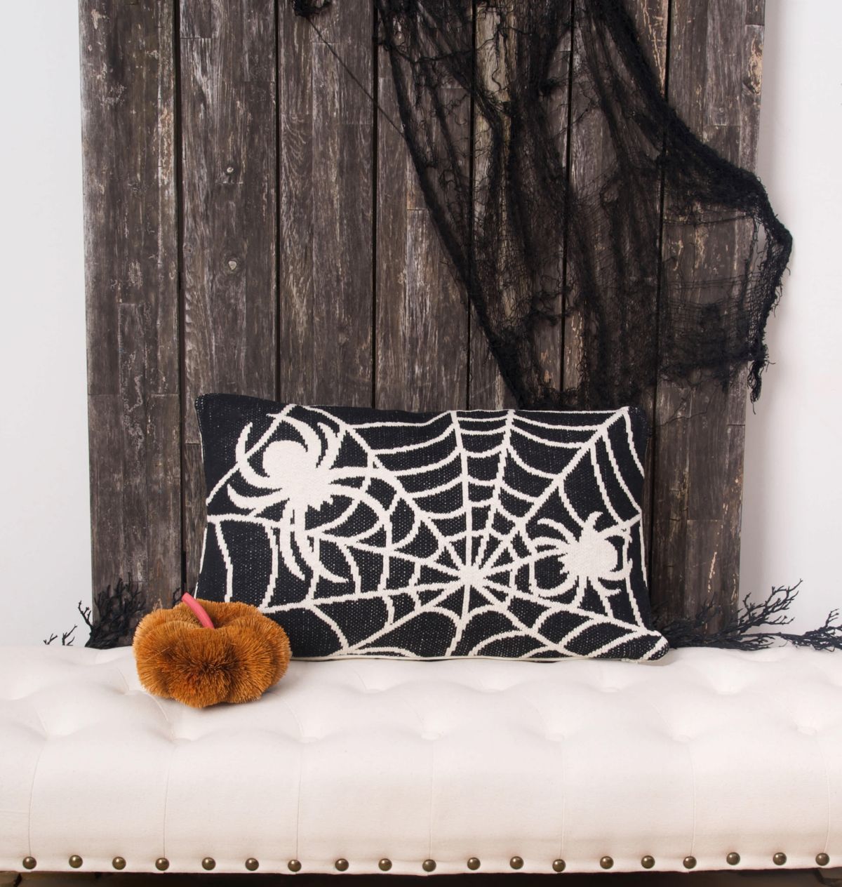 Halloween Spider Web Halloween Throw Pillow 16" x 24"