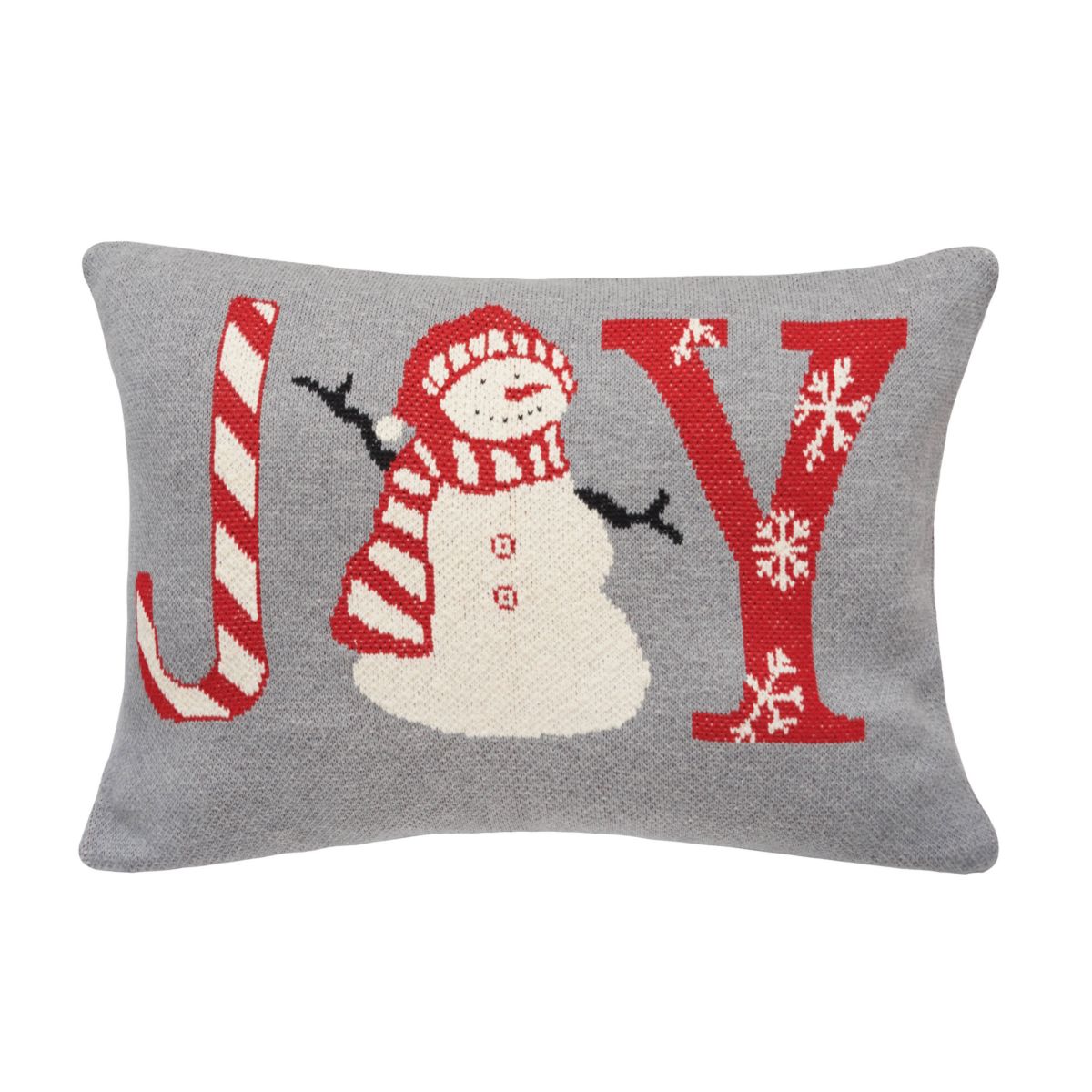 "Joy" Knit Christmas Throw Pillow 16" x 24"