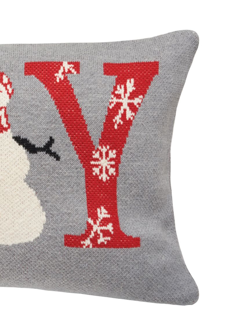 "Joy" Knit Christmas Throw Pillow 16" x 24"