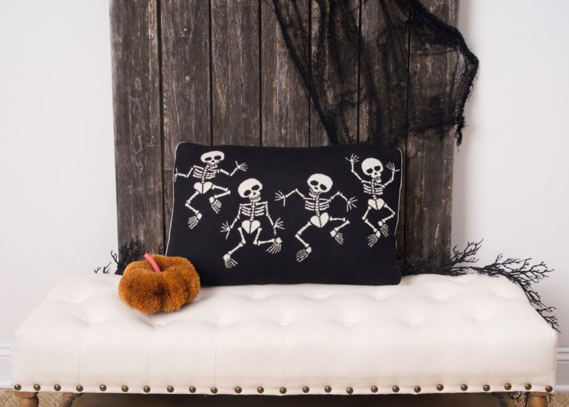 Skeleton Halloween Throw Pillow 16" x 24"