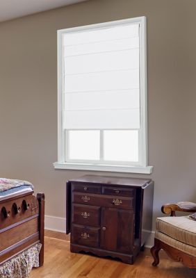 Home Basics Cordless Cotton Classic Fabric Roman Shade, White, 64 x 39