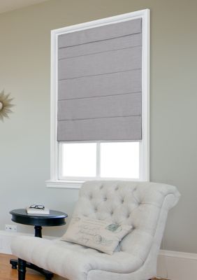 Home Basics Cordless Quinn Fabric Roman Shade, Grey, 64 x 39