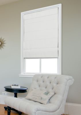 Home Basics Cordless Quinn Fabric Roman Shade, White, 64 x 39
