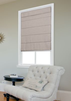Home Basics Cordless Quinn Fabric Roman Shade, Light Brown, 64 x 39