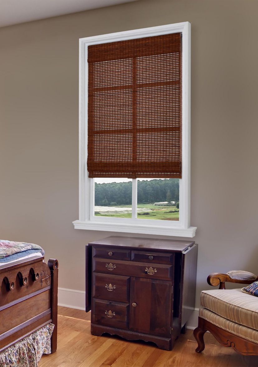 Cordless Bamboo Roman Shade In Pecan