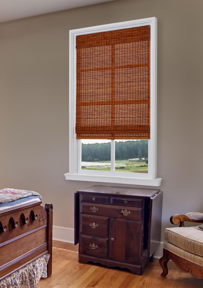 Cordless Bamboo Roman Shade In Oak