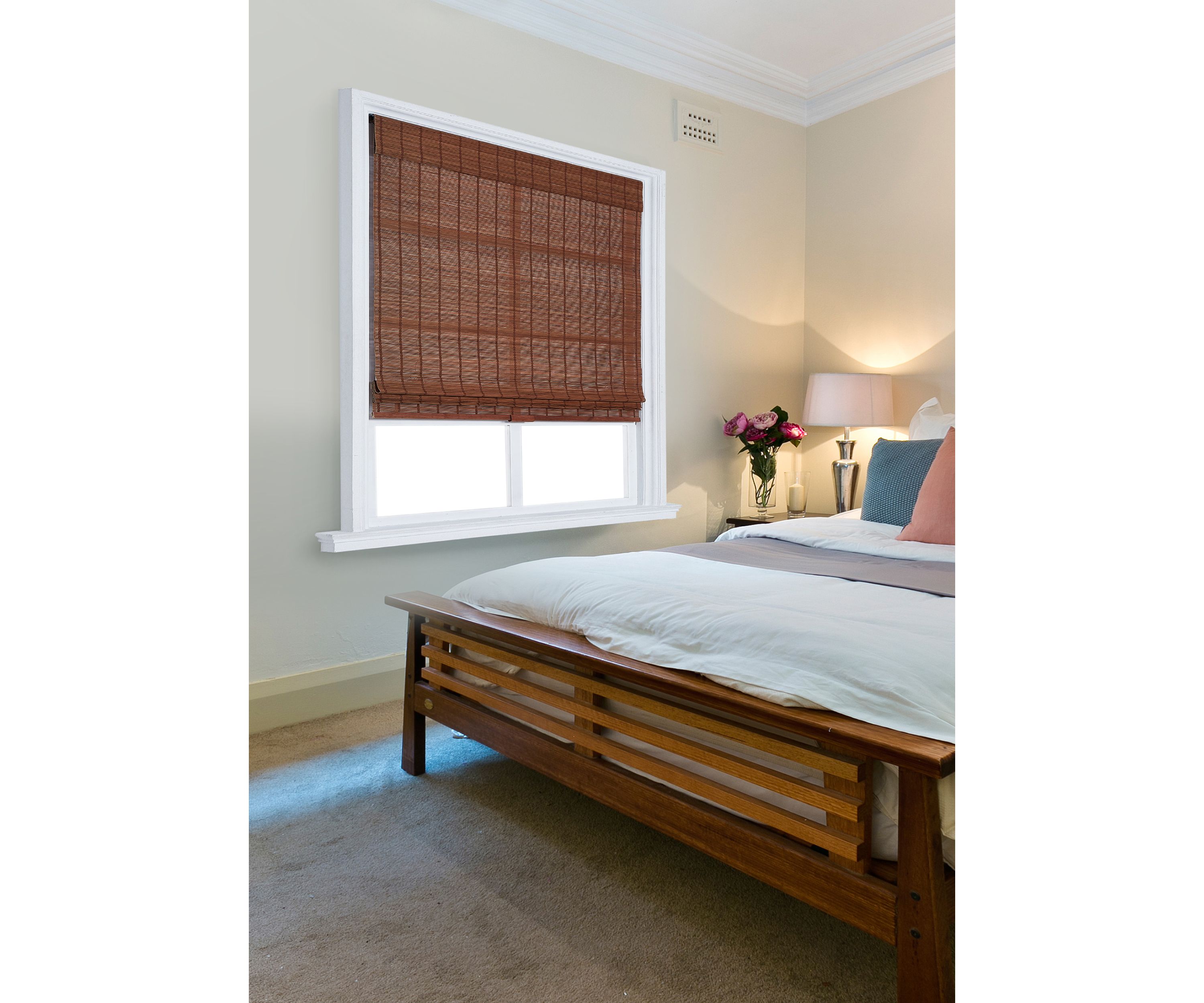 Cordless Bamboo Roman Shade Size 72 in x 35 in