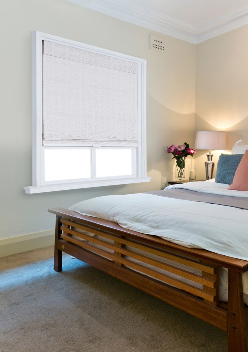 Cordless Bamboo Roman Shade In White