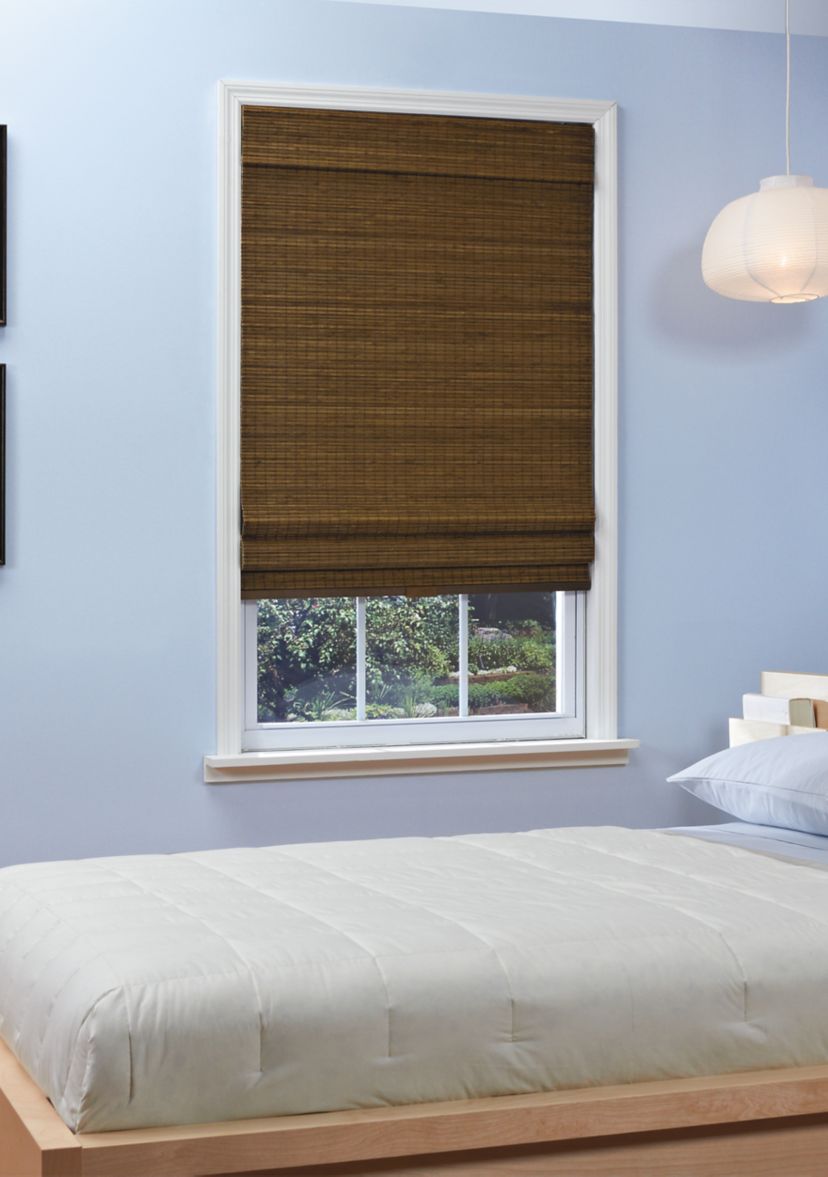 Cordless Bamboo Roman Shade In Brown Zig Zag