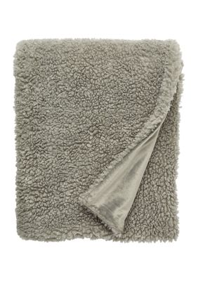 Teddy Faux Fur Gray Throw Blanket