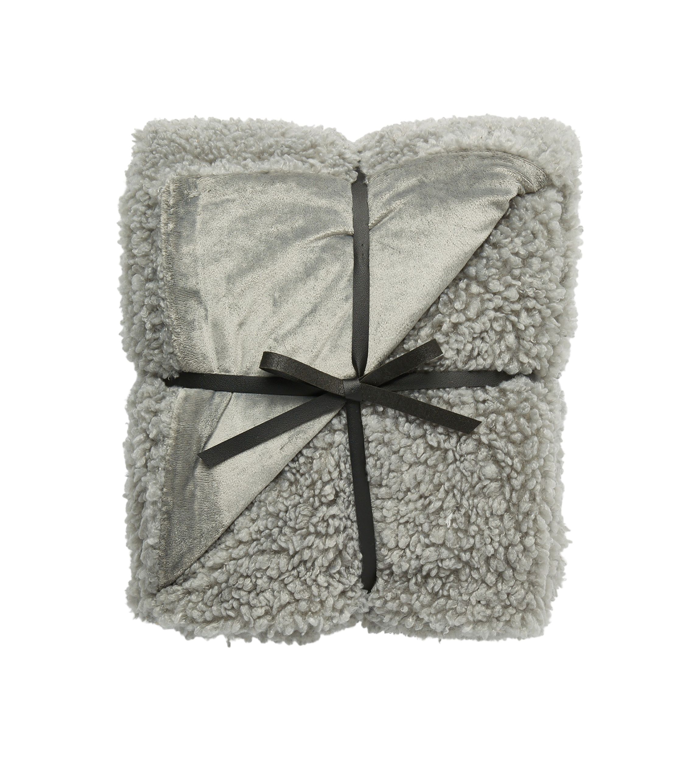 Teddy Faux Fur Gray Throw Blanket
