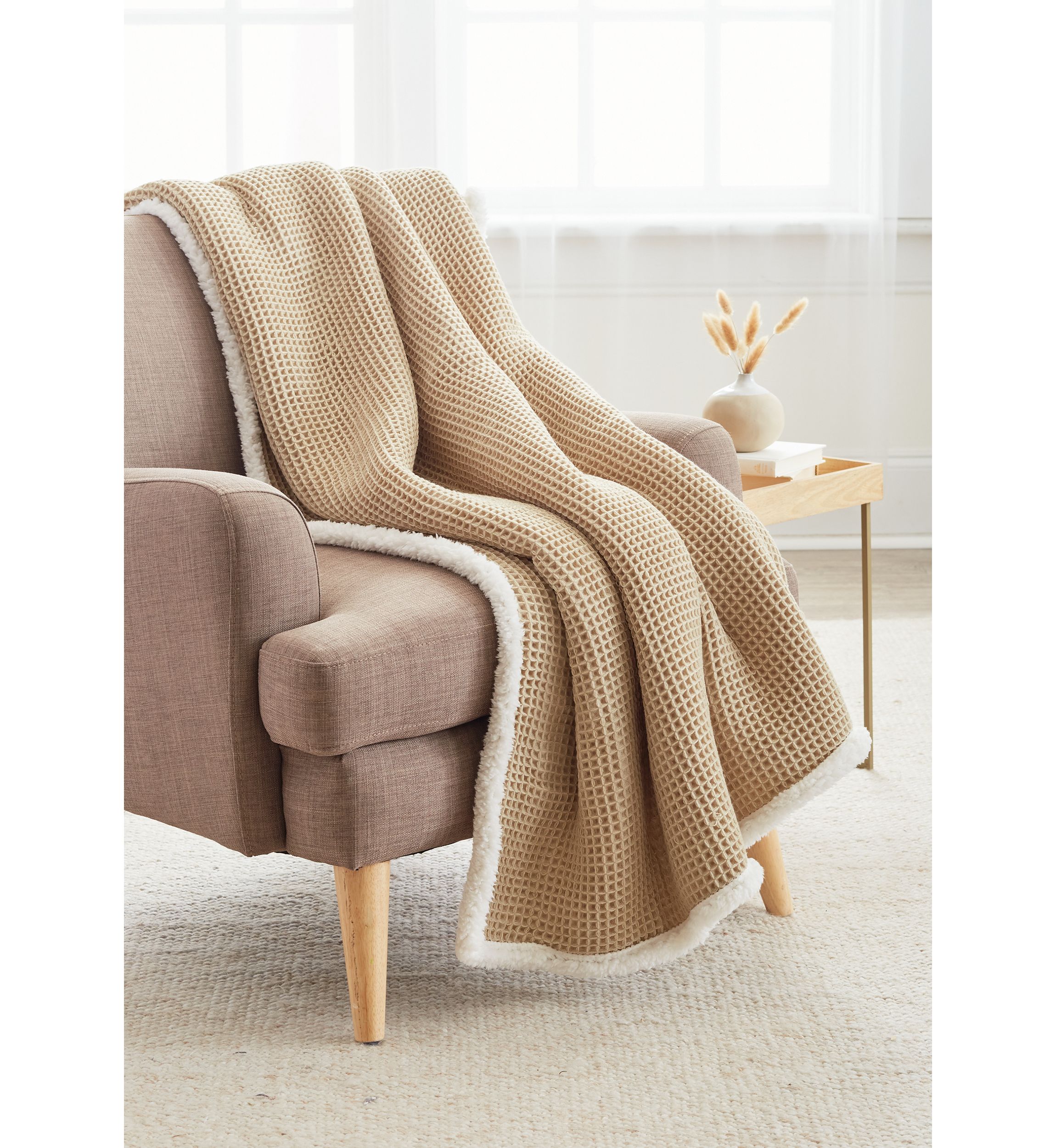 Waffle Weave Berber Throw Blanket
