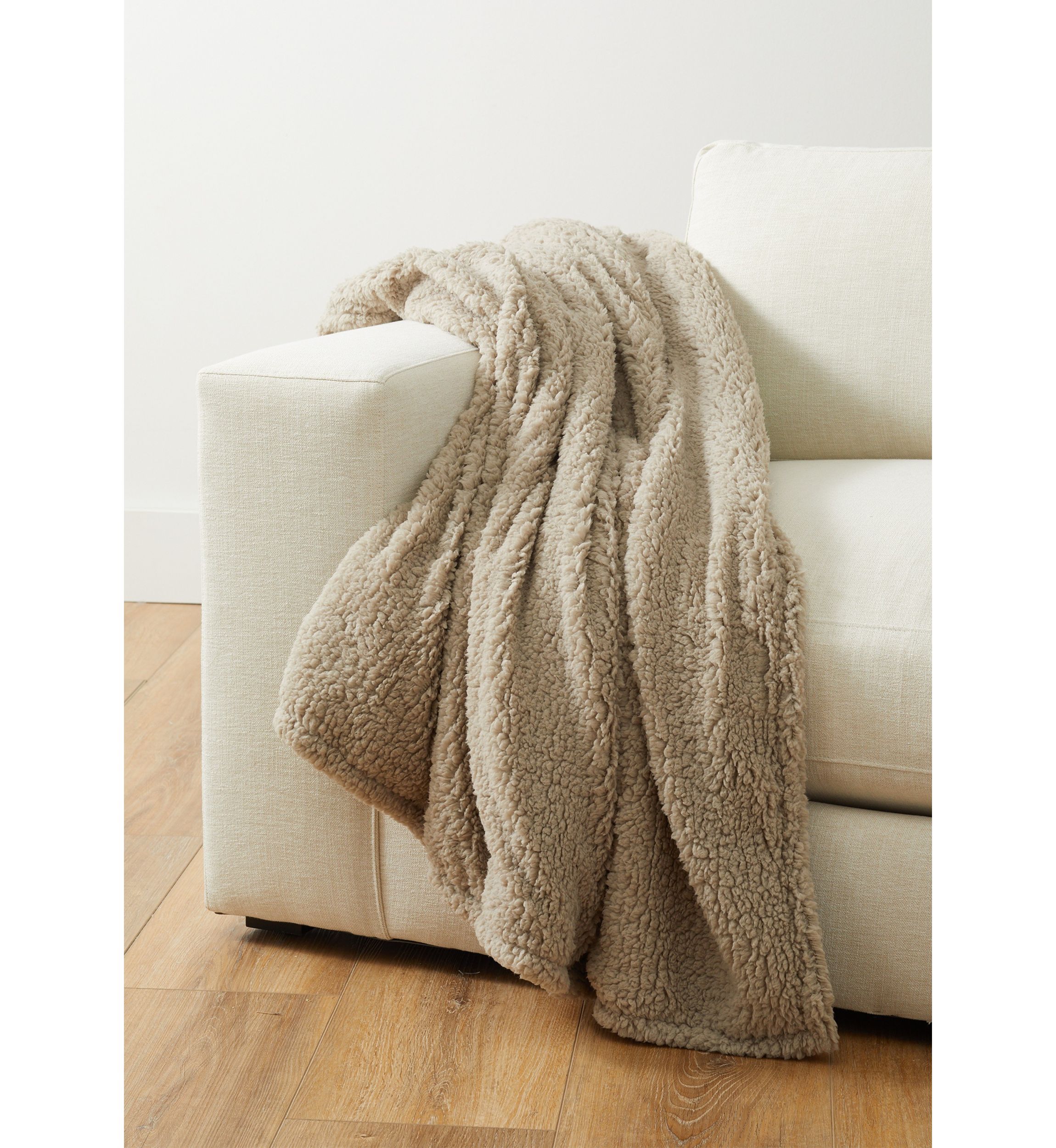 Striped Faux Fur Berber Throw Blanket