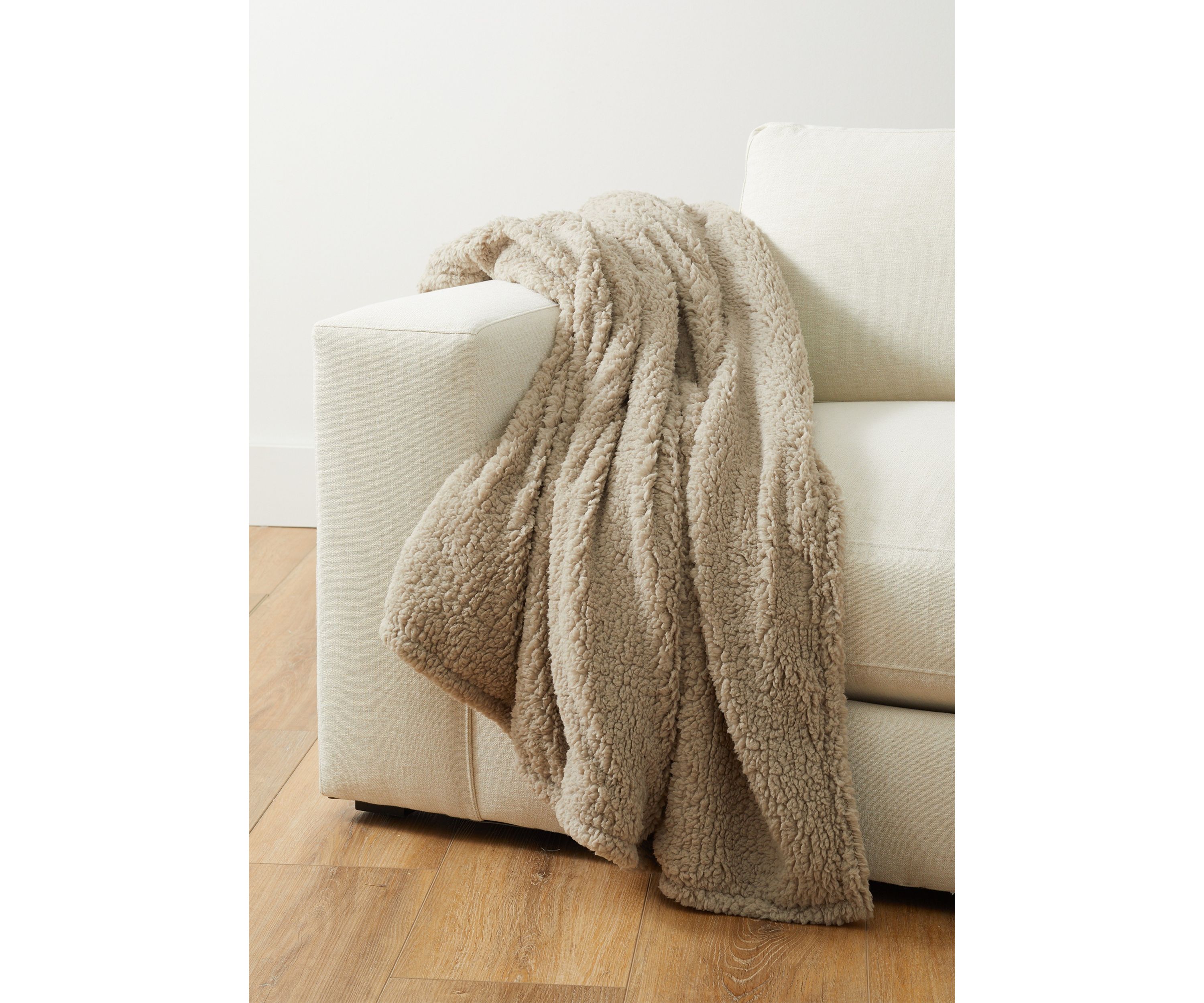 Striped Faux Fur Berber Throw Blanket