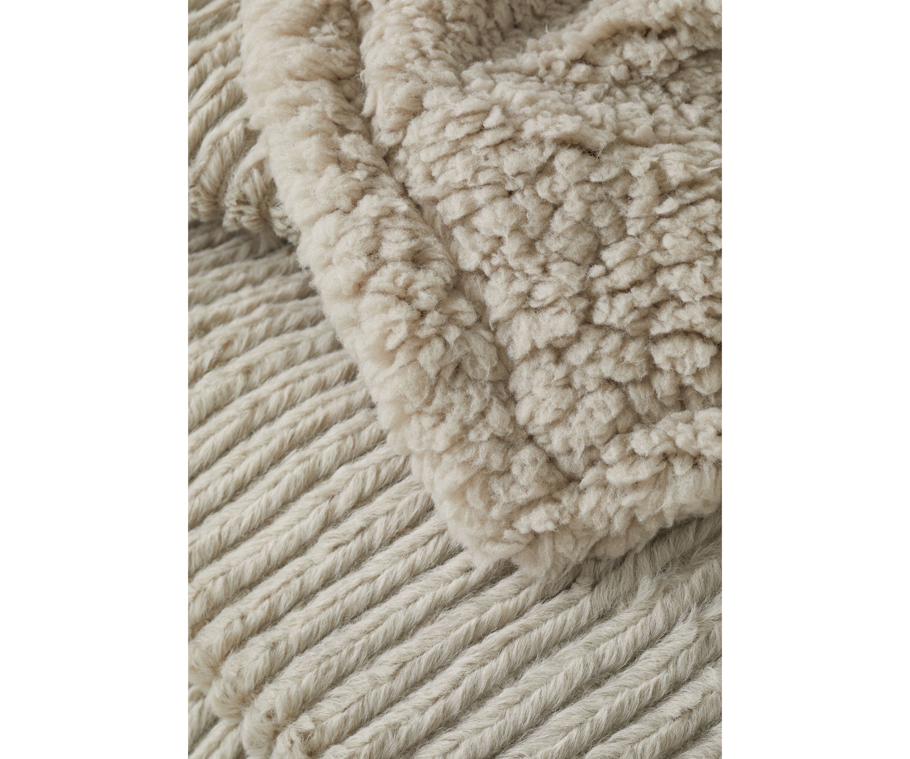 Striped Faux Fur Berber Throw Blanket