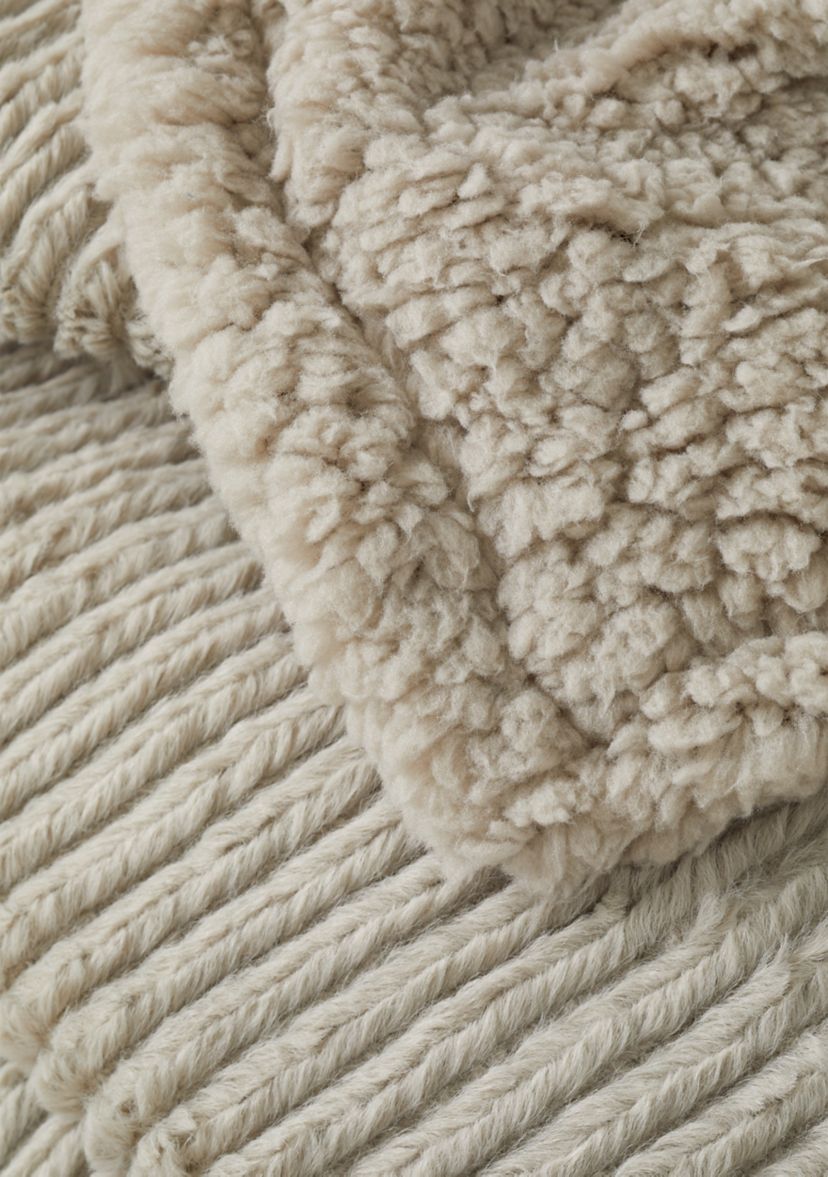 Striped Faux Fur Berber Throw Blanket