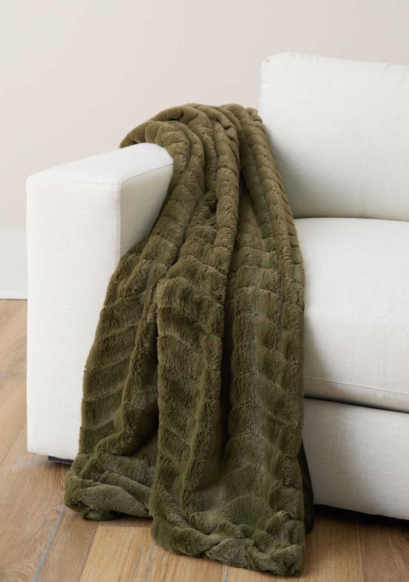 Herringbone Faux Fur Berber Throw Blanket