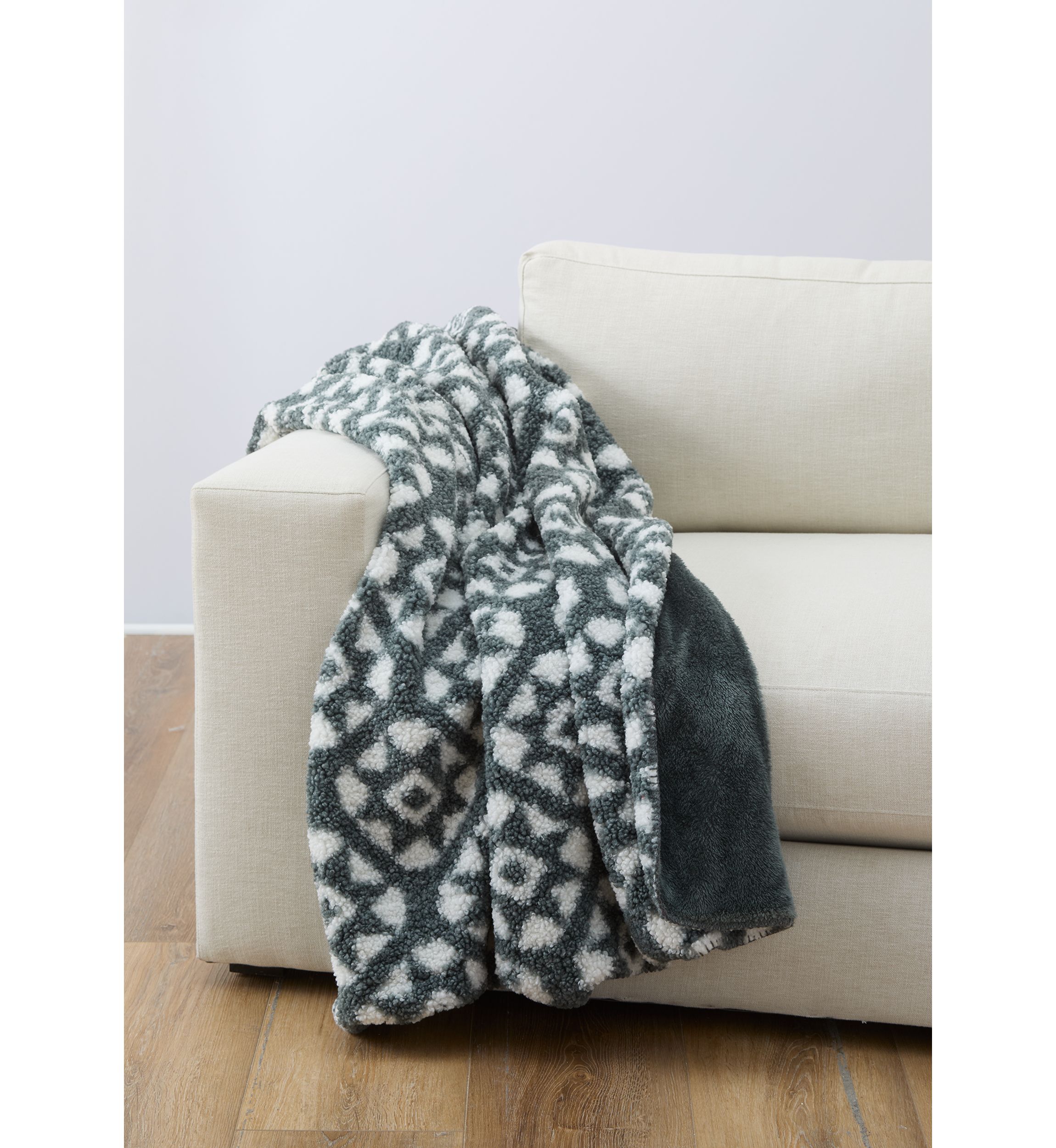 Herringbone Faux Fur Berber Throw Blanket