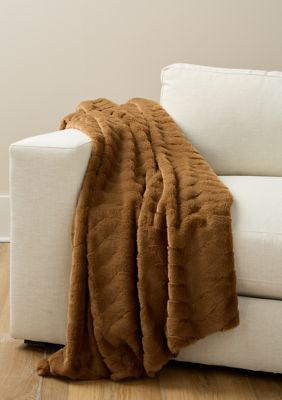 Montauk Herringbone Faux Fur Berber Throw Blanket