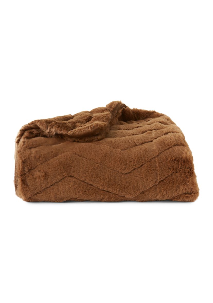 Herringbone Faux Fur Berber Throw Blanket