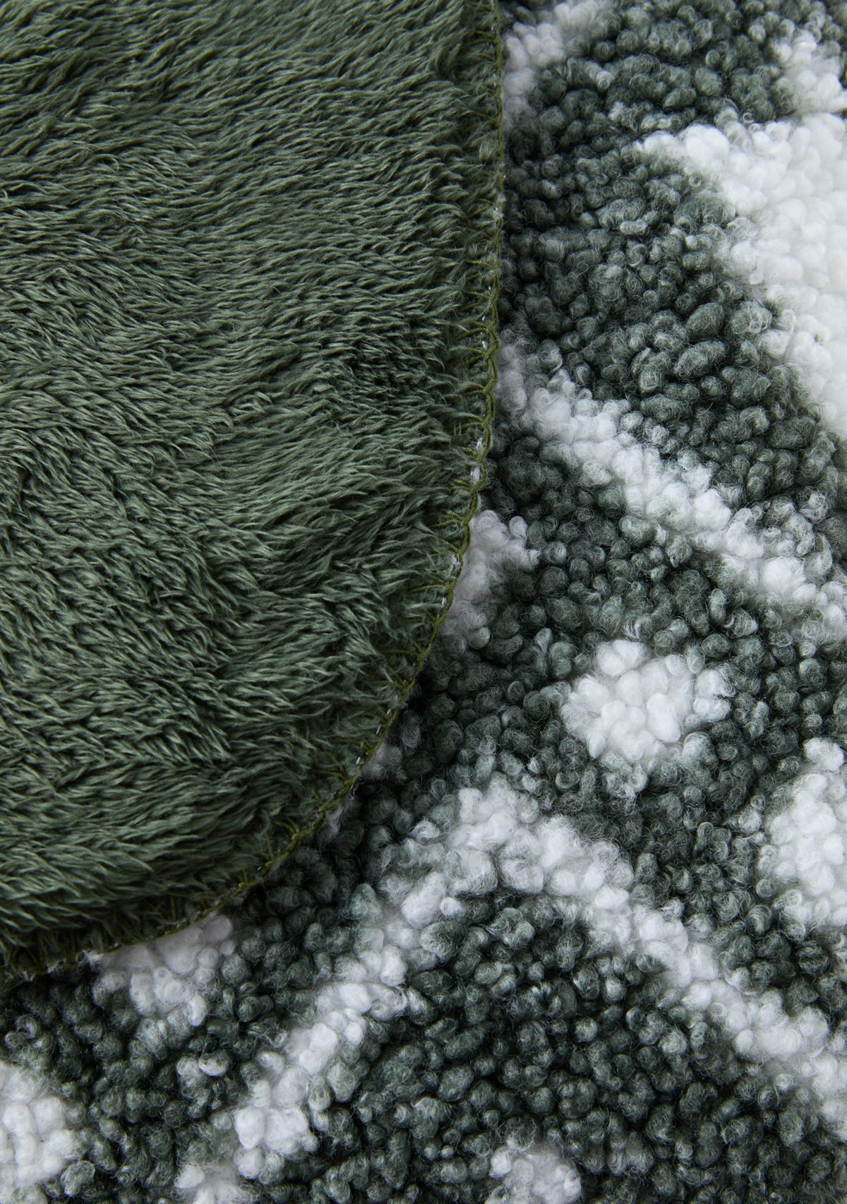 Olive Green Printed Teddy Wool Throw Blanket