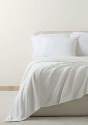 Montauk Luxe Velvet Quilt Blanket, White, 90 x 90