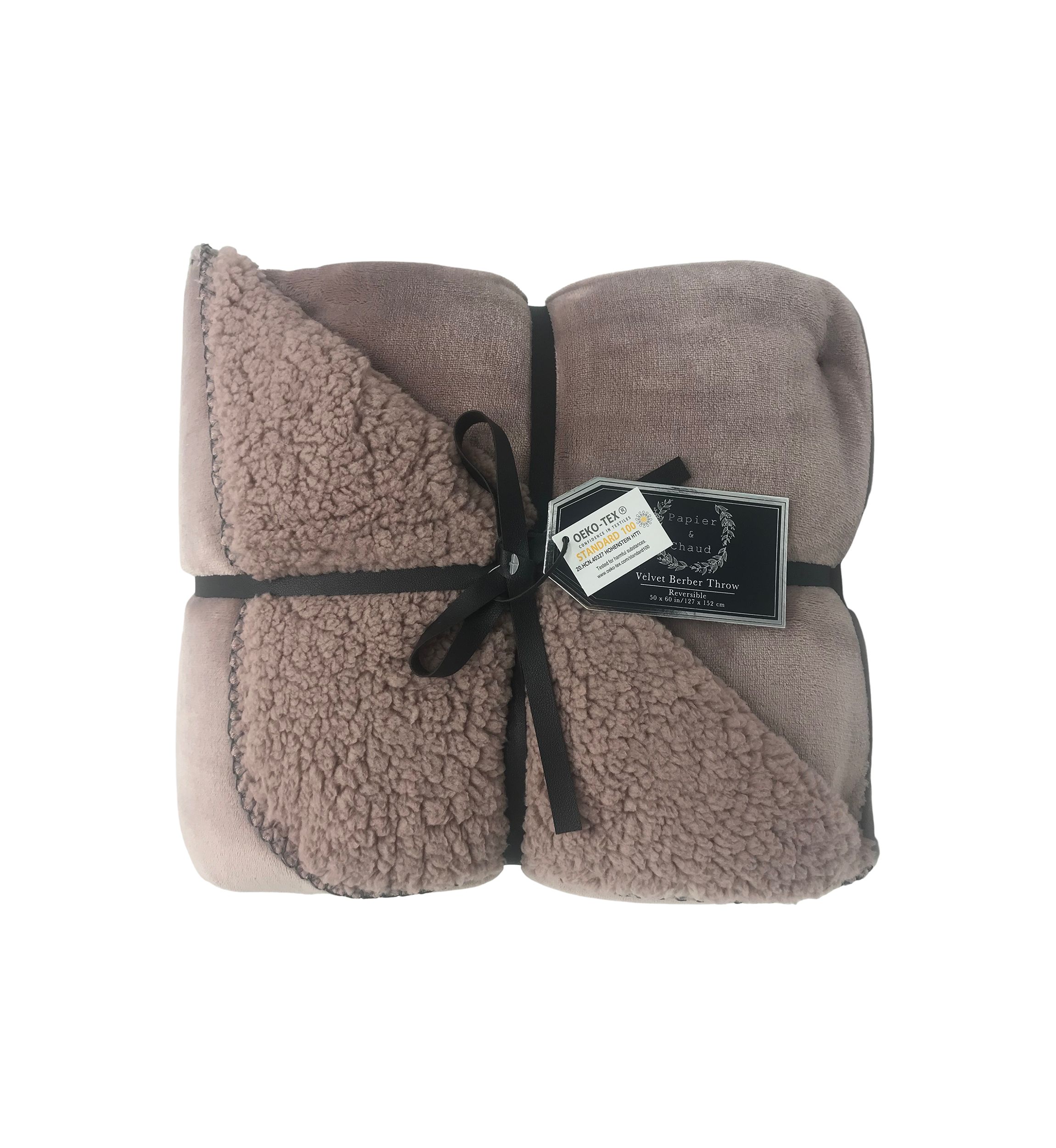 Solid Stitch Mauve Velvet Throw Blanket 